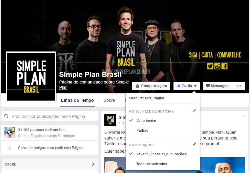 Simple Plan Brasil - Notificações Facebook